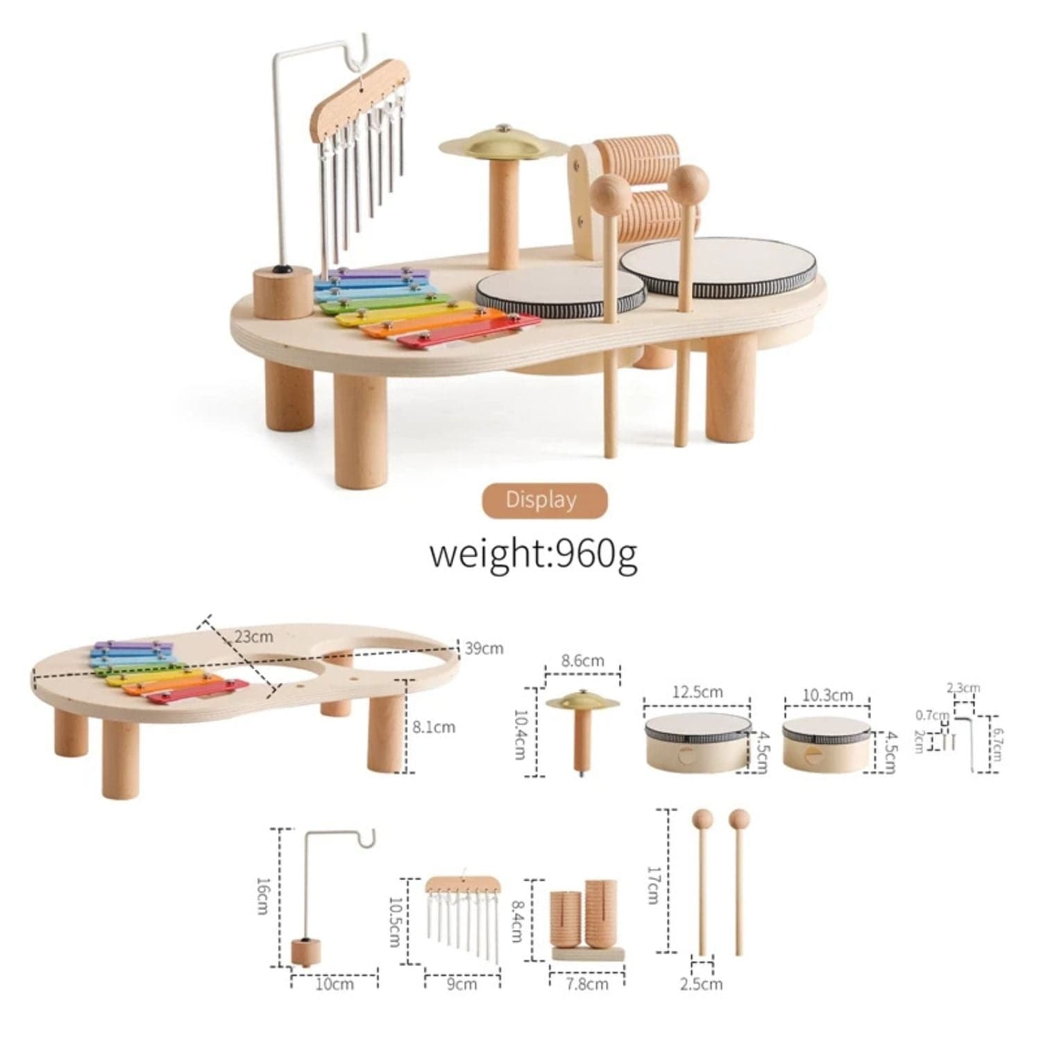 Montessori Wooden Drum Set