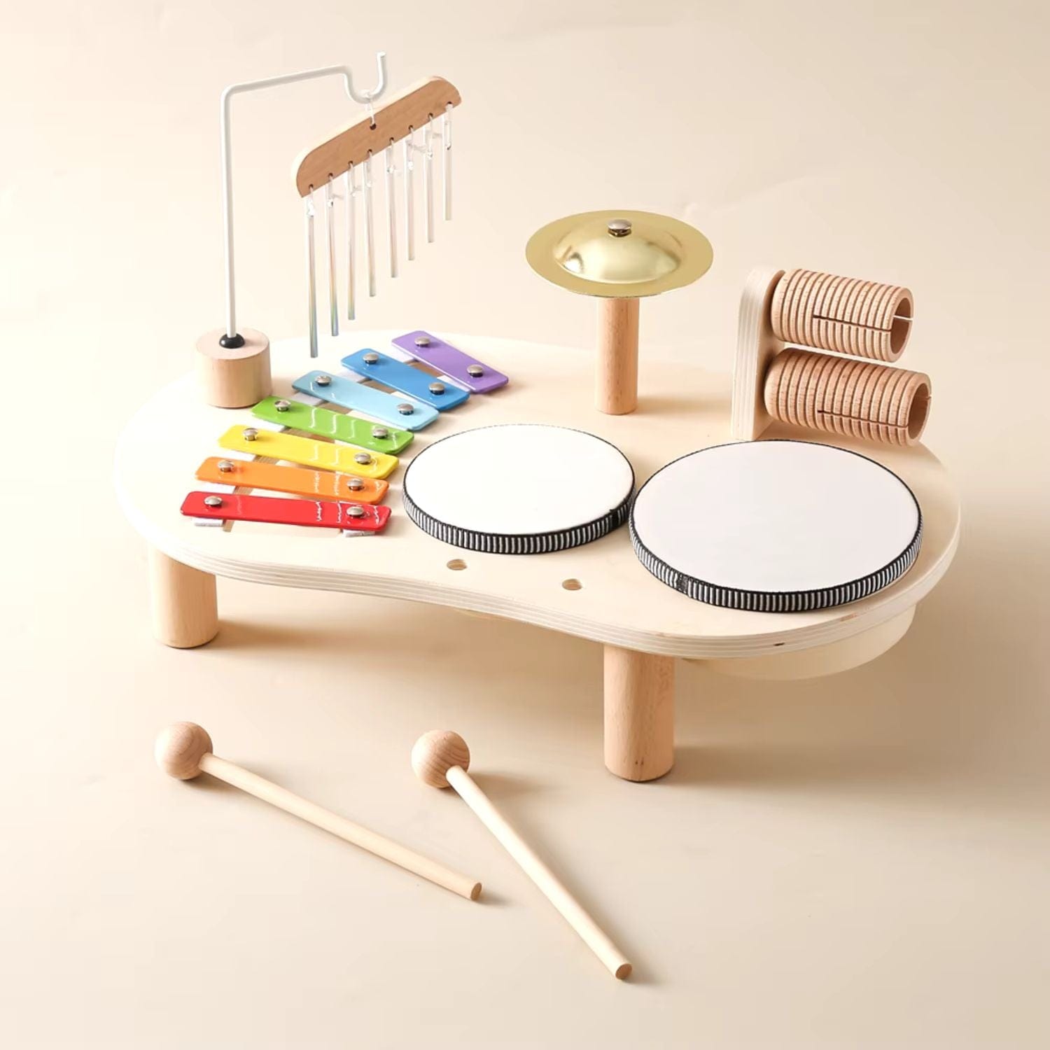 Montessori Wooden Drum Set