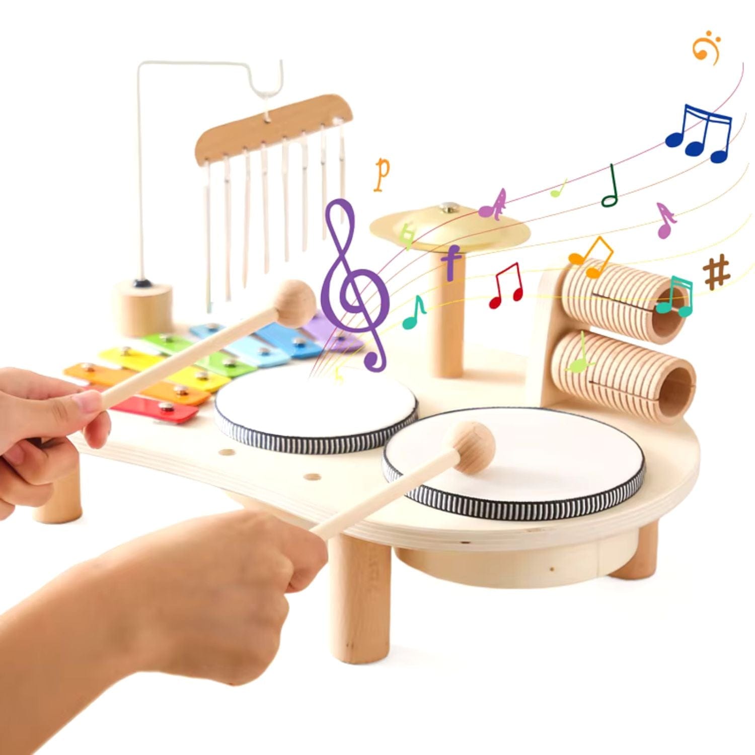 Montessori Wooden Drum Set