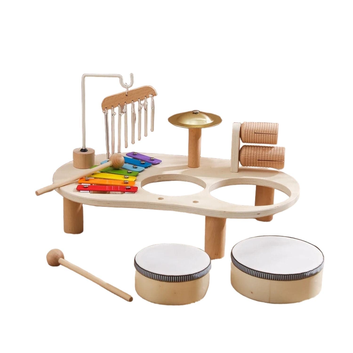 Montessori Wooden Drum Set