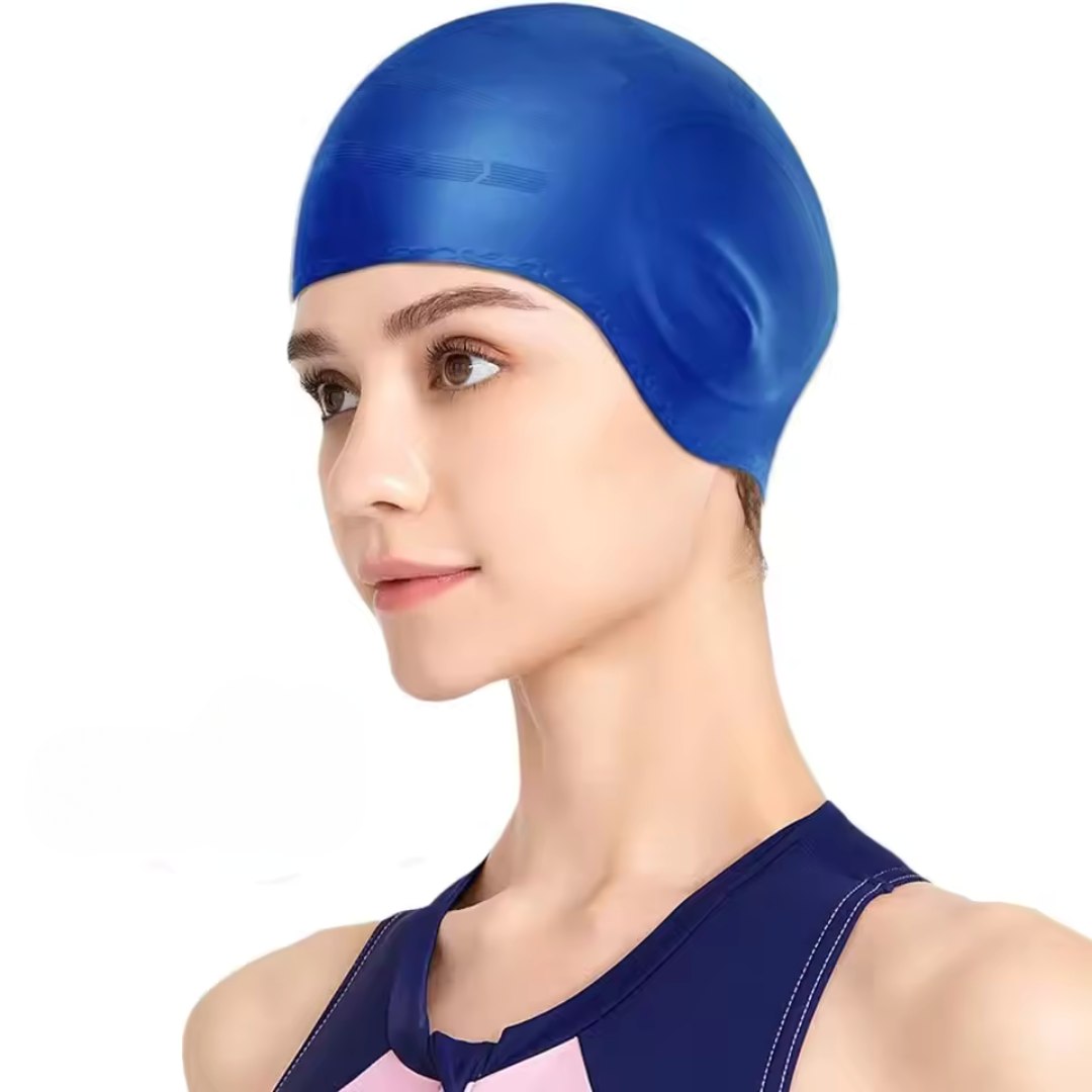 AquaGrace Silicone Swim Cap With Ear Protection For Long Hair