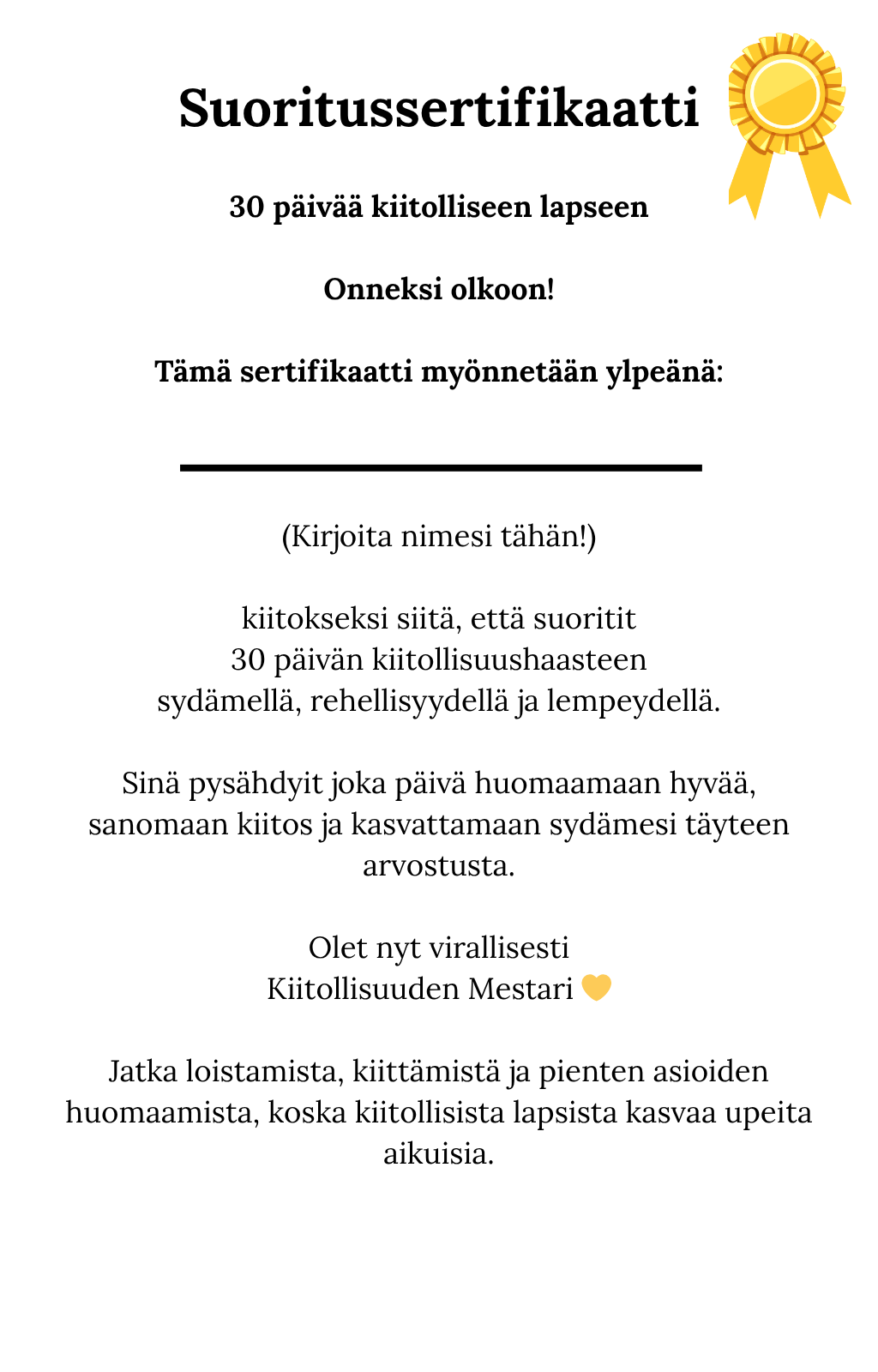 30 Päivää Kiitolliseen Lapseen (Suomenkielinen versio)