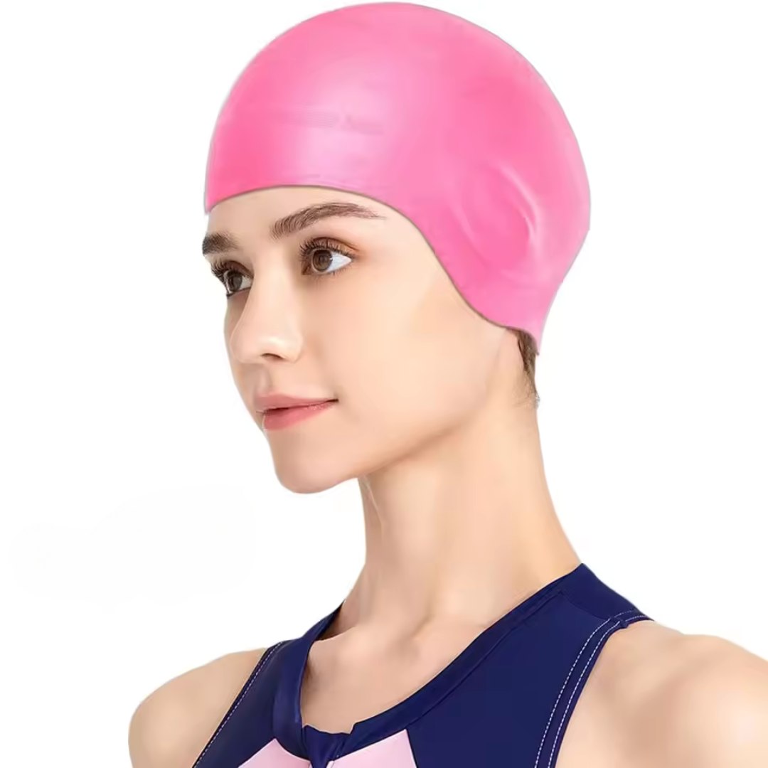 AquaGrace Silicone Swim Cap With Ear Protection For Long Hair