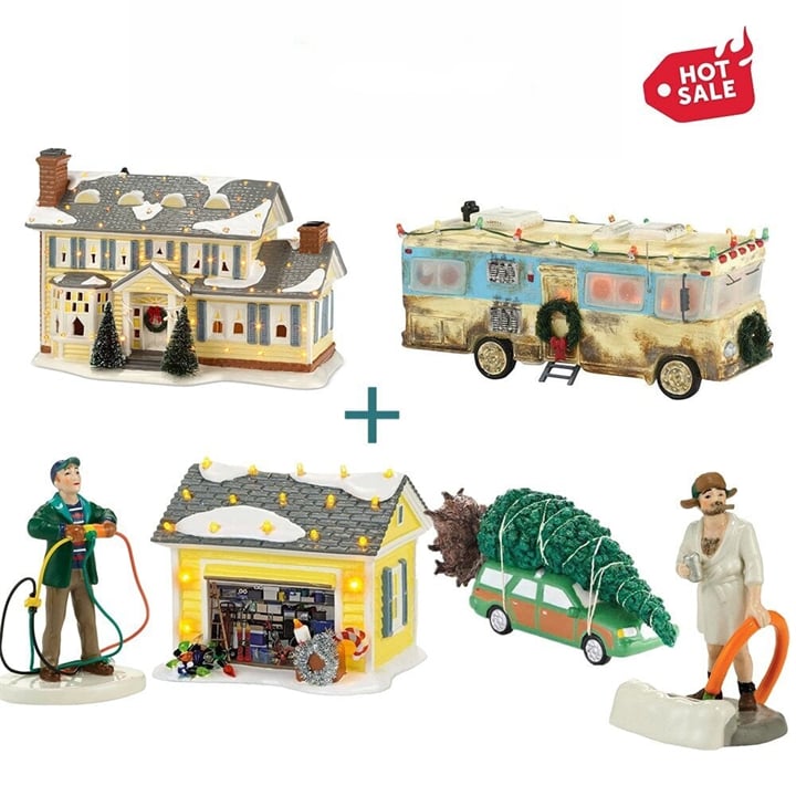 Cozy Hearth családi karácsonyi falu kerámia asztali díszítéshez