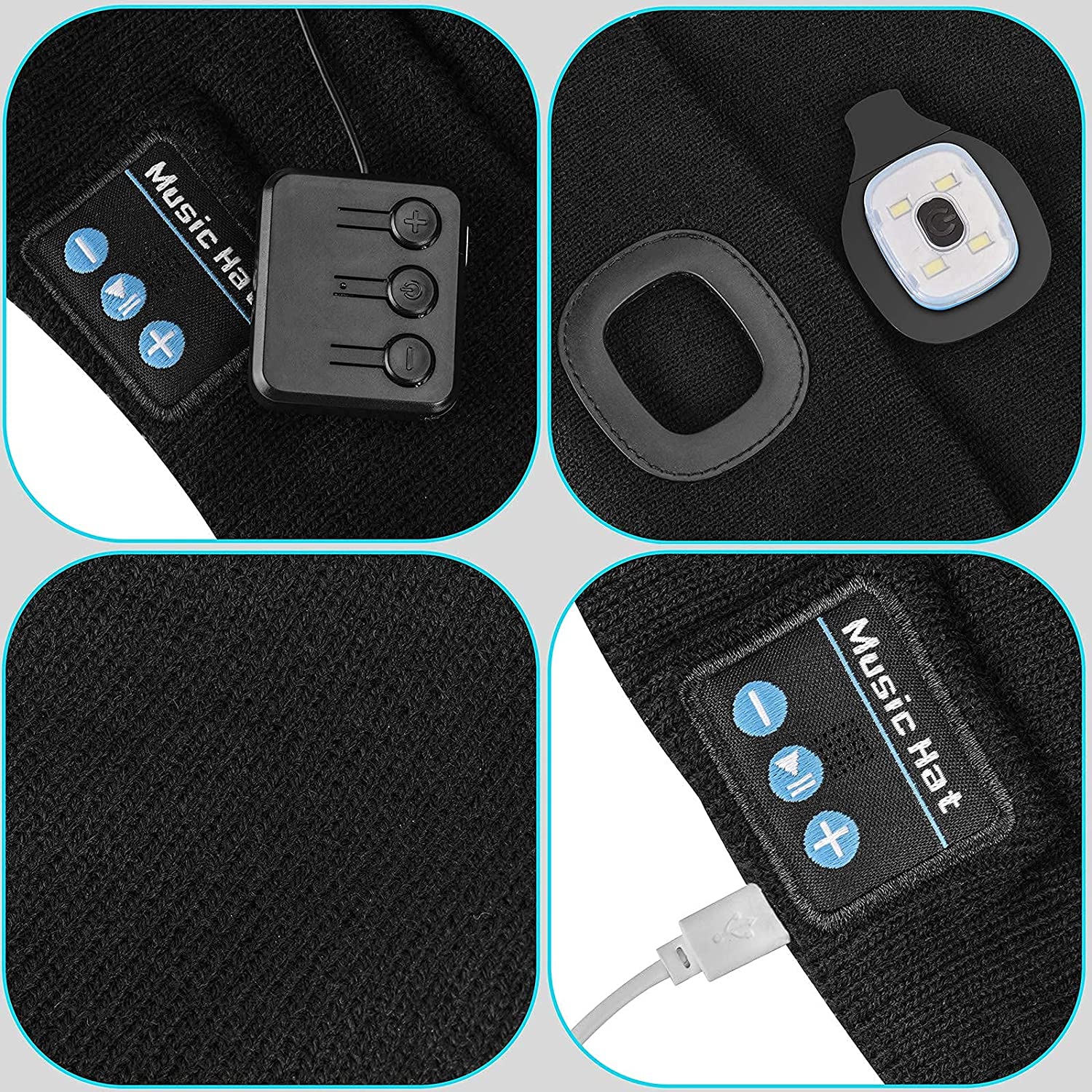 Sapka vezeték nélküli fejhallgatóval és világítással, Bluetooth 5.0-val