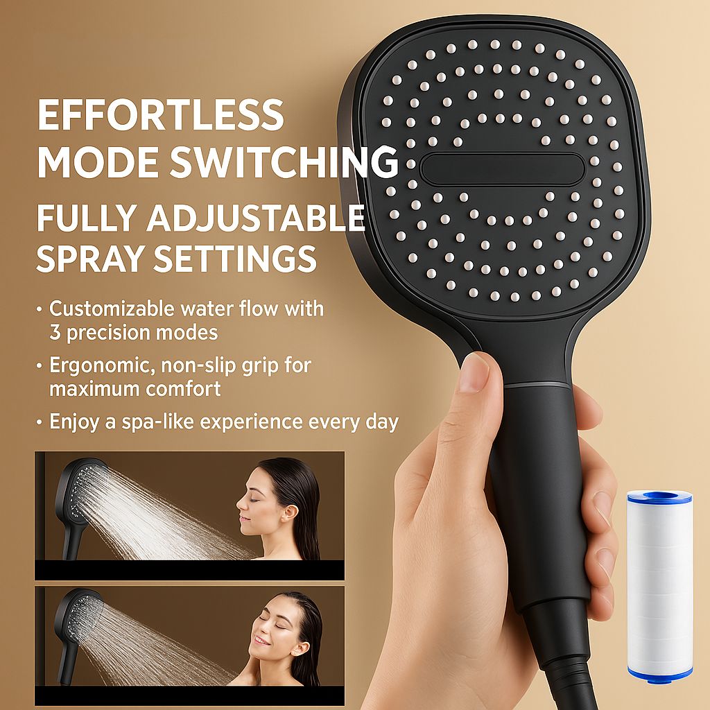 AeroFlow Filtration High-Pressure Shower Head for Hair