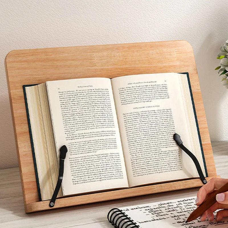Adjustable Pine Book Stand for Reading Without Hands