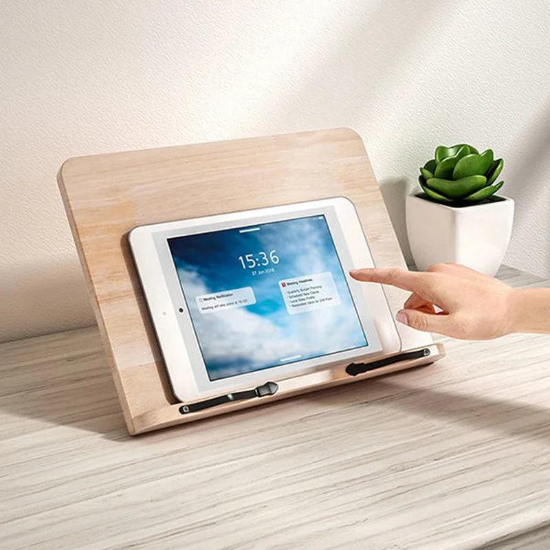 Adjustable Pine Book Stand for Reading Without Hands