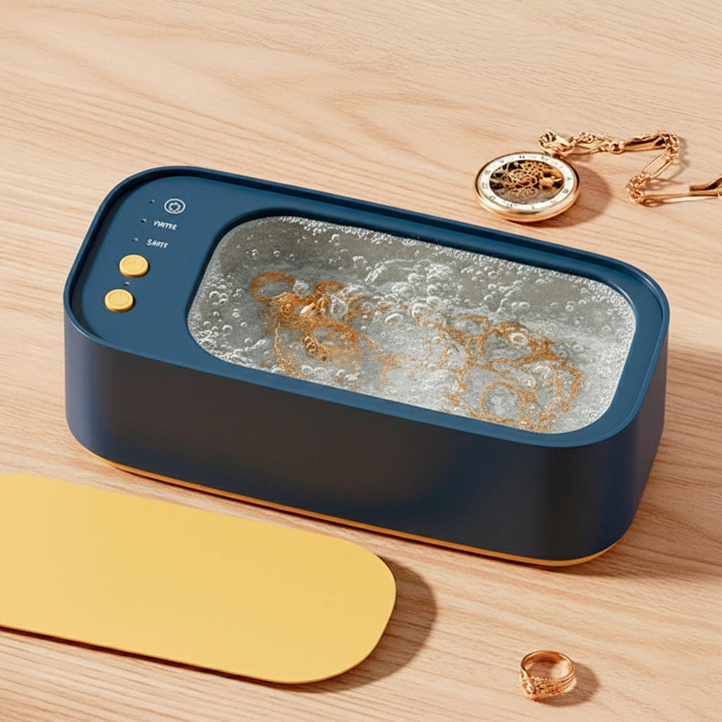 Skånsom ultralydsrens til smykker, briller, ure og proteser