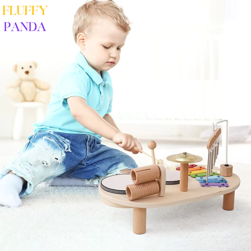 Montessori Wooden Drum Set