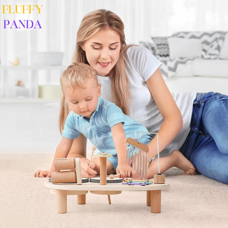 Montessori Wooden Drum Set