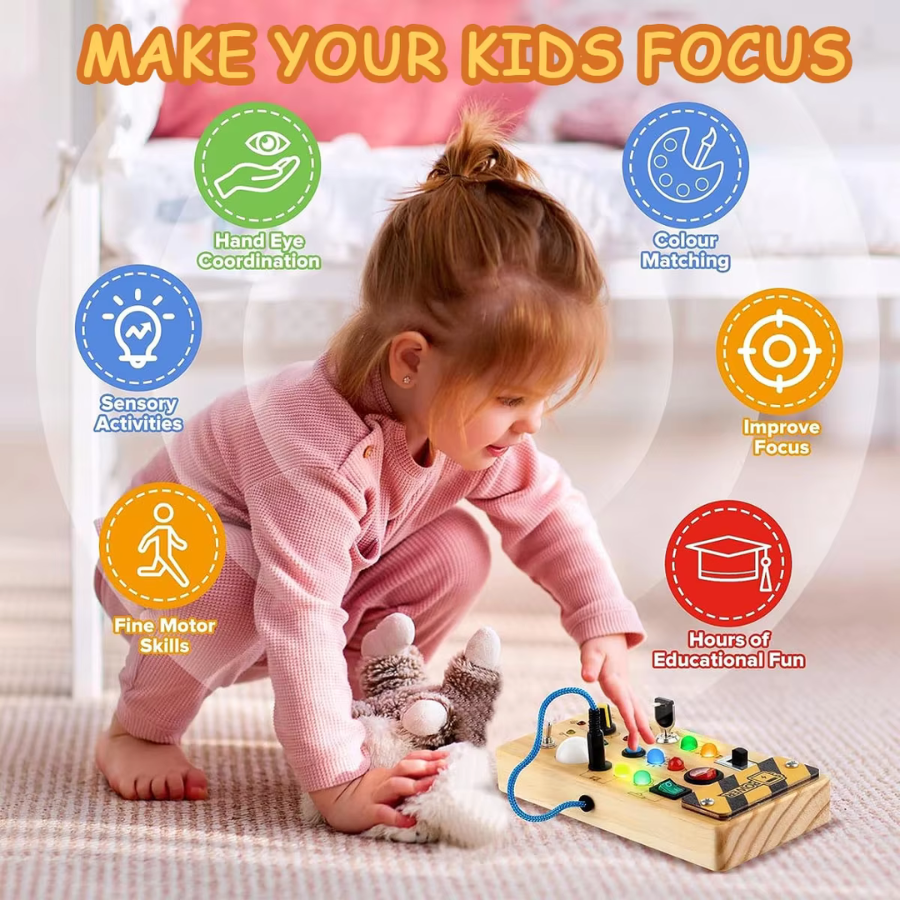 Wooden Montessori Activity Switch Board