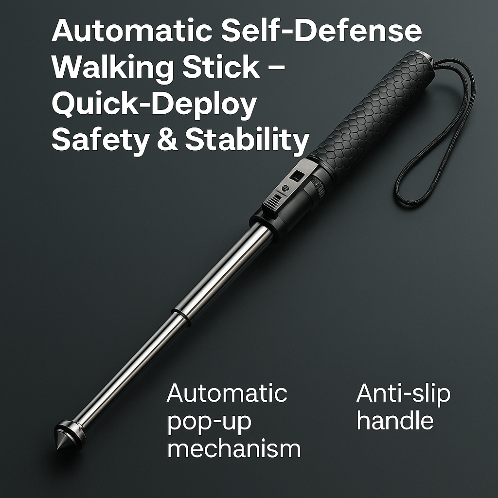 SummitGuard Trek Self Defense Walking Cane With Automatic Deploy And Stability