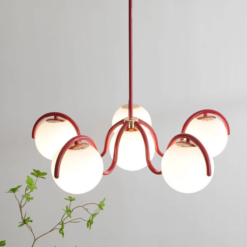 Crimson Curve Glass Globe Pendant Light Solara Luxe