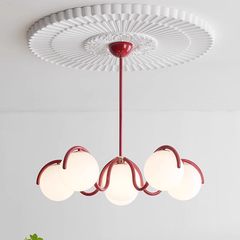 Crimson Curve Glass Globe Pendant Light Solara Luxe