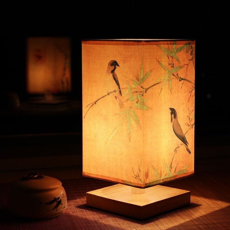 AsterLume Nordic Japanese Table Lamp With Soft Fabric Shade