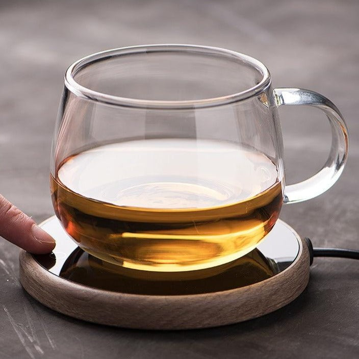 Aura Ceramic Mug Warmer Coaster With Slim Design And Tempered Glass