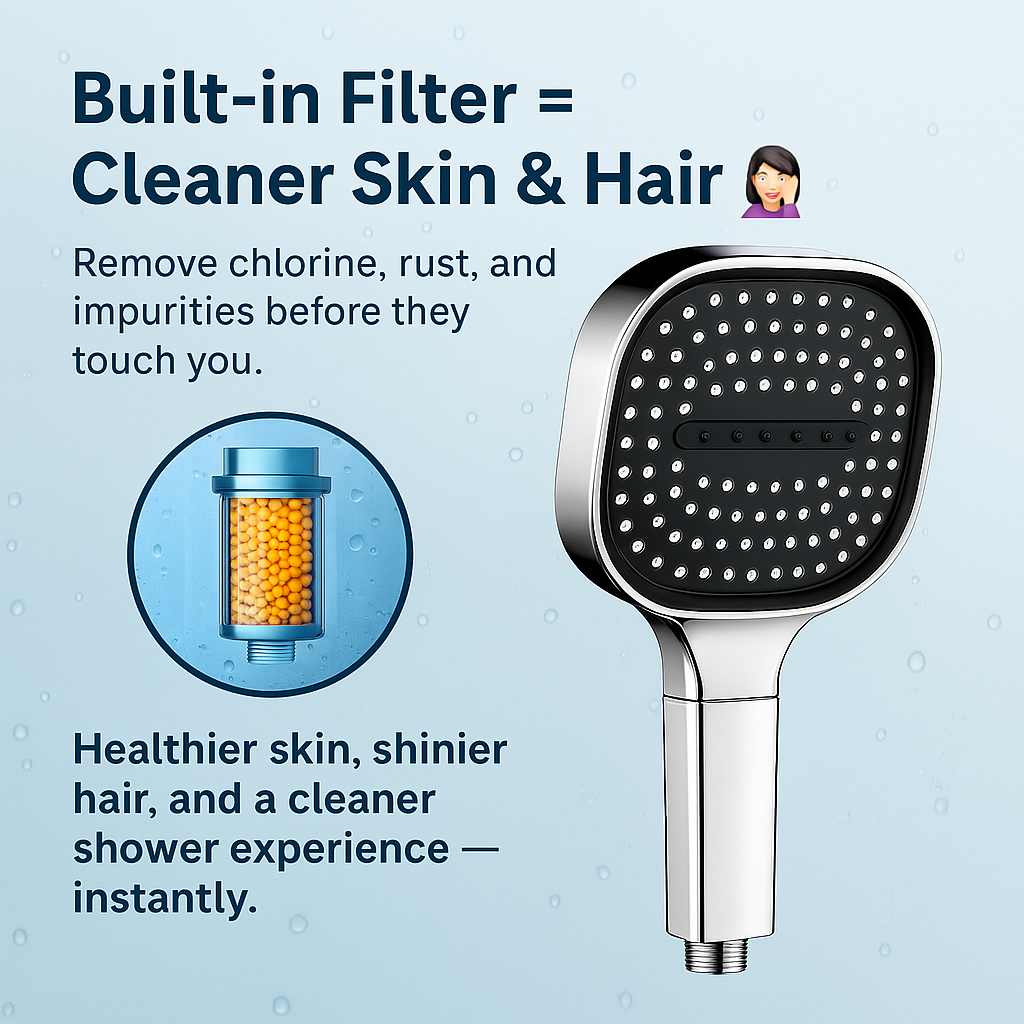 AeroFlow Filtration High-Pressure Shower Head for Hair